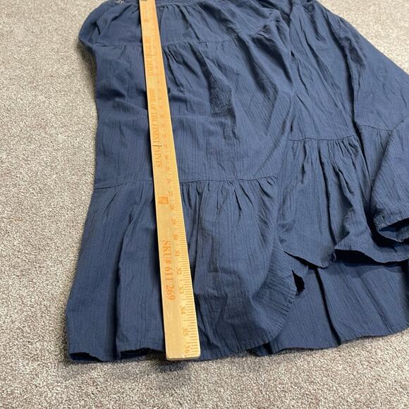 Boho Festival Tiered Prairie Crochet Sundress womens sz 2XL Navy Chambray Summer - Picture 5 of 10